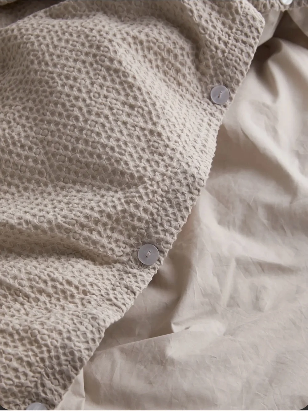 Quince Organic Luxe Honeycomb Duvet Cover Set - Sand - King/Cali King